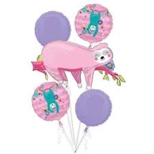 Anagram Amscan International 4066601 Cute Sloth Foil Balloon Bouquet Cluster