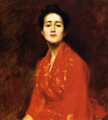 Oil painting Study-of-Girl-in-Japanese-Dress-William-Merritt-Chase-oil-painting