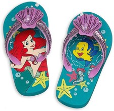 Disney Store Princess Mermaid Ariel Flip Flops Sandals Shoes Girl Size 11/12