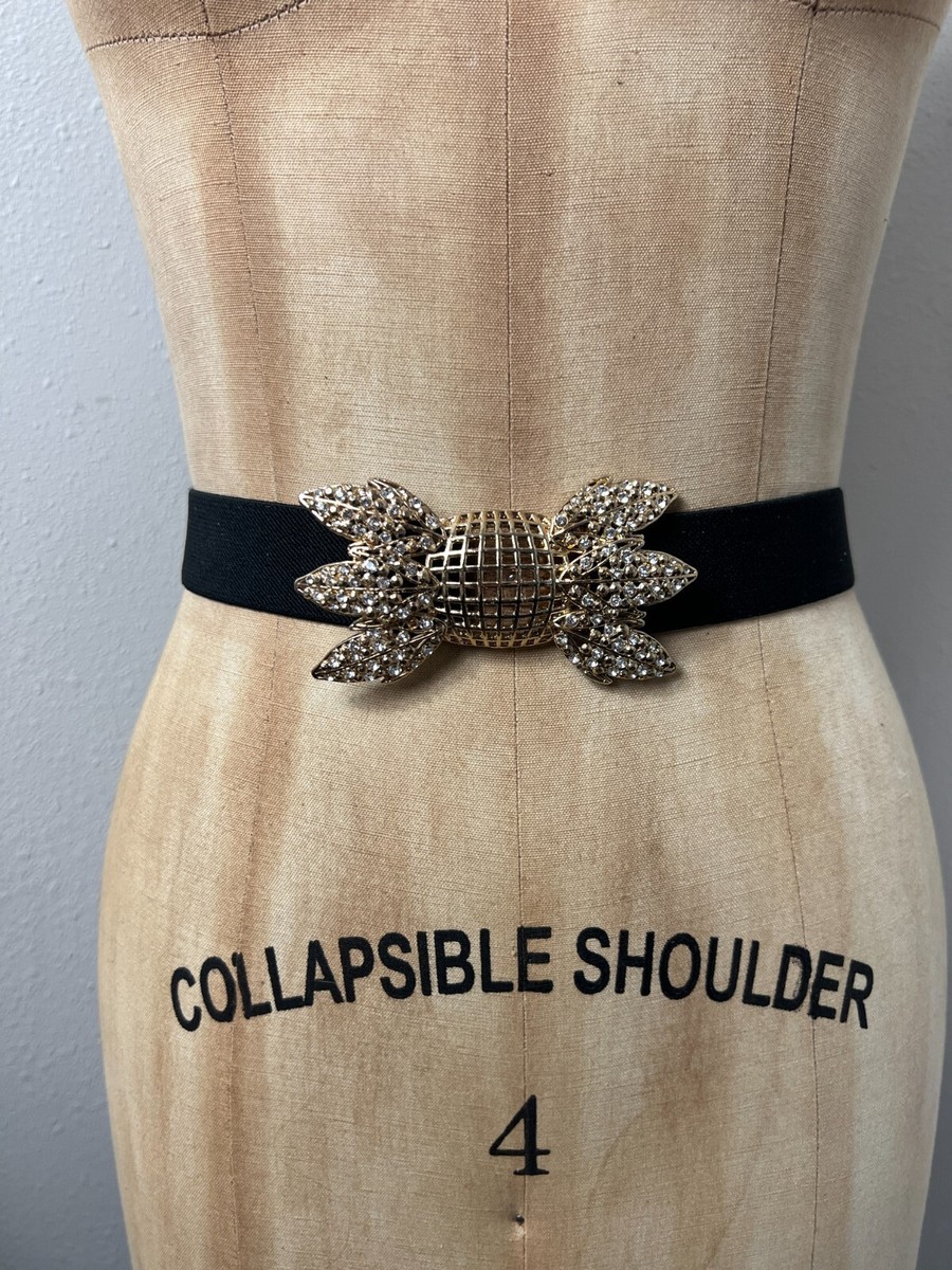 BCBG MAXAZRIA Black Elastic With Gold Leaf Bow Tie & Clear BCBG MAXAZRIA Black Elastic With Gold Leaf Bow Tie & Clear