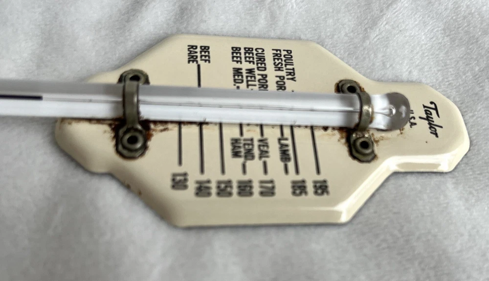 Vintage Meat thermometer 6.50" Taylor Roast, Poultry & BBQ Meat Enamel And Glass