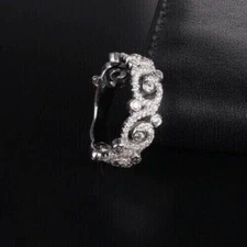 2.42 Ct Round Cut Simulated Diamond Eternity Wedding Ring 14k White Gold Plated