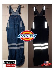 Dickies Bib Overalls Denim Blue Jean Hi Vis Custom Reflective Men's 40x30