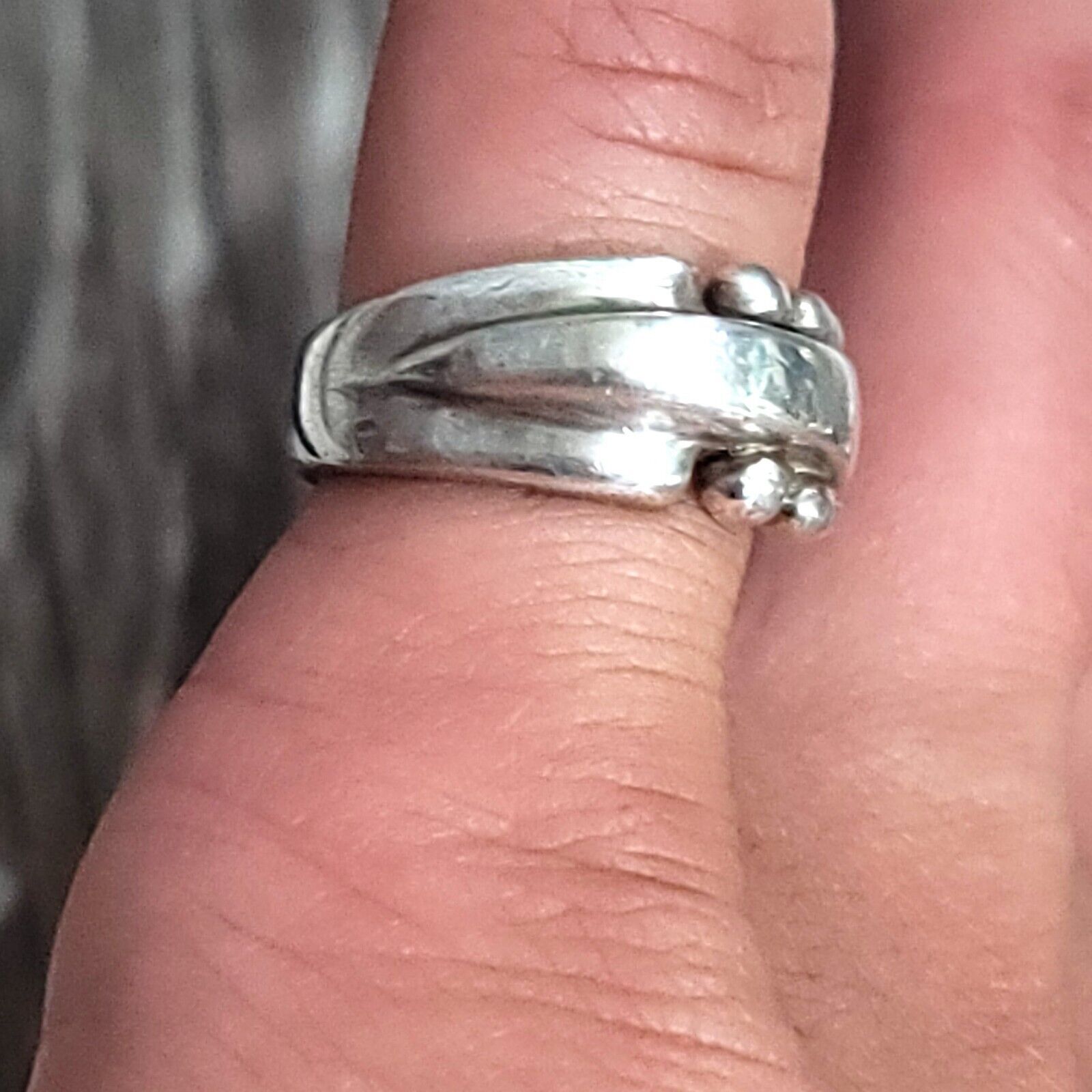 Solid Unique Sterling Silver Ring Size 6 - image 3