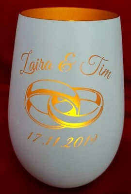 DREI-DRACHEN-LASER Valentinstag Hochzeit Geschenk Windlicht mit persönlicher Gravur Glas Liebe