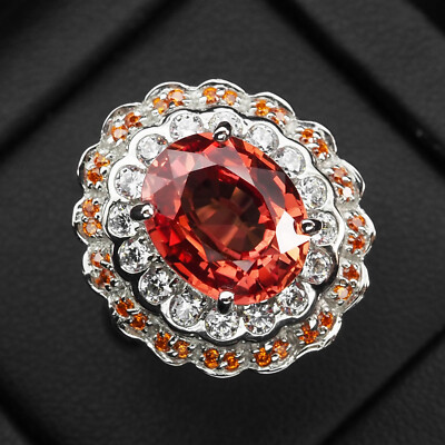 Glamorous Padparadscha Sapphire Rare 6.78Ct 925 Sterling Silver Handmade Rings