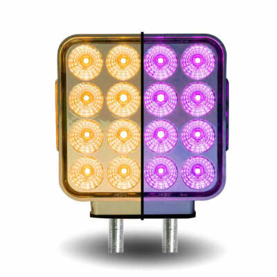 Dual Revolution Double Face Double Post Square LED (Amber/Red/Purple) - (44 Diod