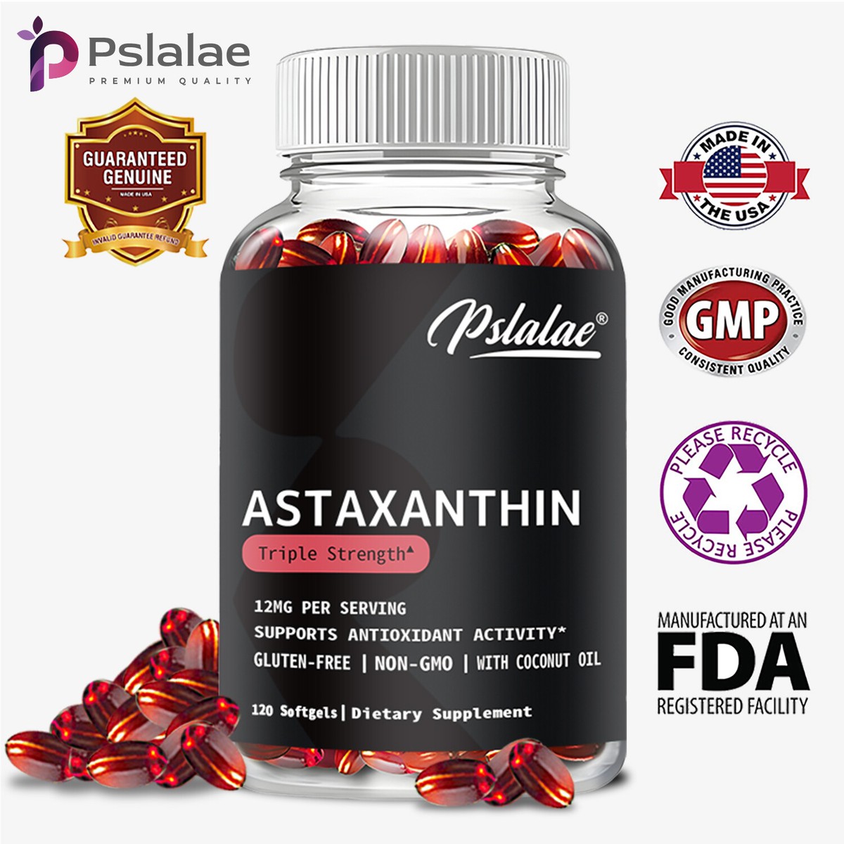 Astaxanthin 12mg - (From Haematococcus Pluvialis) Powerful Antioxidant  Support | eBay