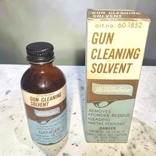 VTG 60s Wards Western Field Gun Cleaning Solvent 2 Fl Oz Glass Bottle 60% Full