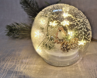 Formano Dekokugel Wintervogel 12Cm LED Timer Glas Innen Winterlandschaft