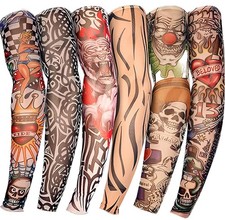 YARIEW Tattoo Sleeves 6 Pack Fake Arm Sleeves Sun Protection Halloween Set