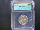 1949 Washington Silver Quarter MS 64