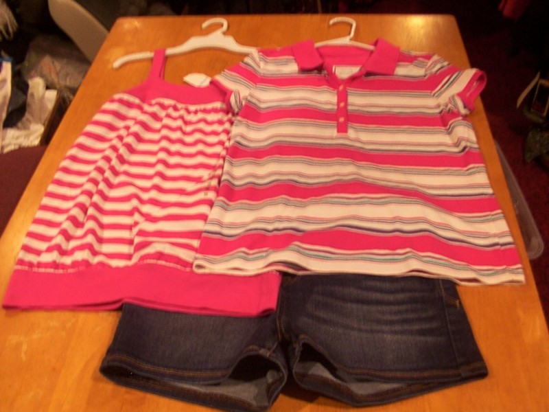 Justice Denim Shorts/Limited Too Striped Tank(NWT) & Striped Polo Shirt-Sz. 16