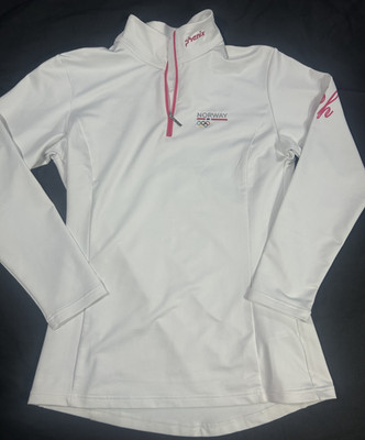 DAMEN PHENIX OLYMPIC NORWAY 1/4 REISSVERSCHLUSS LANGARM SEIDIG PULLOVER/OBERTEIL GRÖßE UK 16