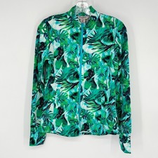 Tommy Bahama Golf S Small Green Blue Zip Up Jacket Leaf Beachy Vacation