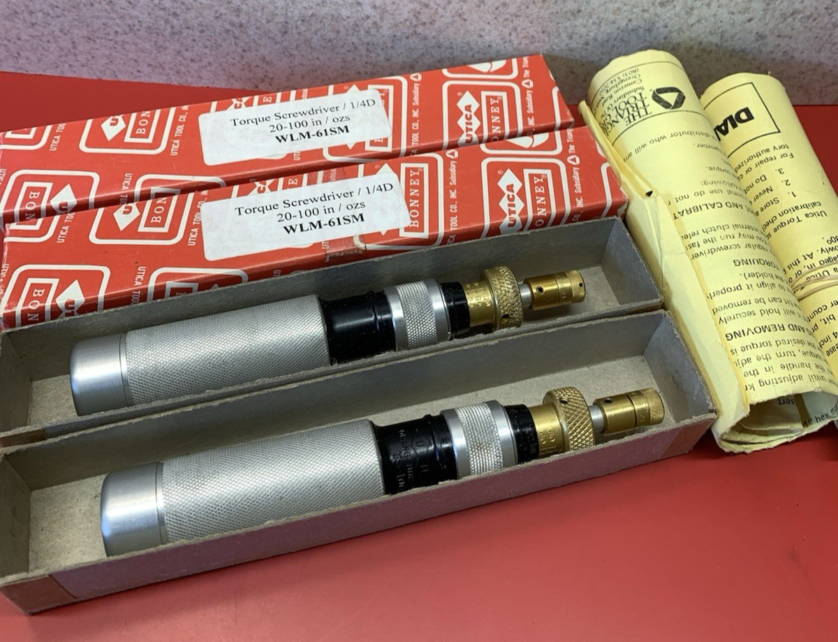 Lot of 2 UTICA Torque Screwdrivers 20-100in/ozs (NOS) WLM-61SM