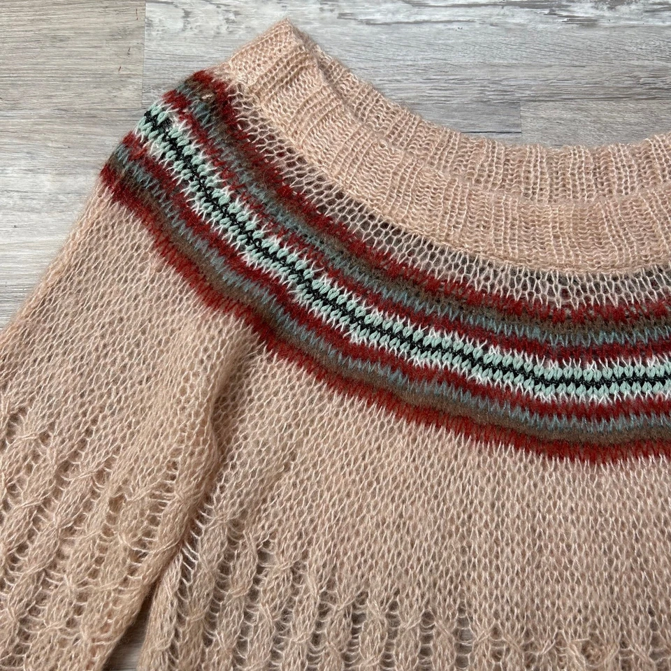 Urban Outfitters Cooperative Mohair Blend Open Knit Sweater Peach L - Image 2 of 4
