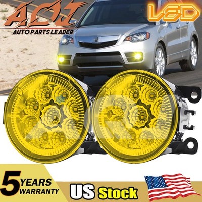 Pair Bumper Yellow Light LED Fogs Driving Lamps For Acura RDX 2010-2018
