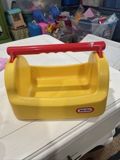 VTG. 1990 LITTLE TIKES YELLOW CARRY ALONG TOOL BOX, 2 YRS.  PRETEND PLAY