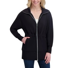 Converse Women's Full Zip Lounge Jacket, Soft Cozy Color Black, Size Medium