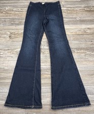 Jessica Simpson Flare Pull On Jeans High Waist Dk. Wash Denim Blue 27 FITS 29x31