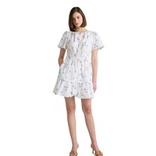 New Quince Women’s Large Organic Cotton Tiered Mini Dress Romantic Stems Floral