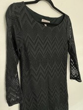 Banana Republic Heritage Dress Womens 6 Black Lace Chevron Lined 3/4 Sleeve Goth