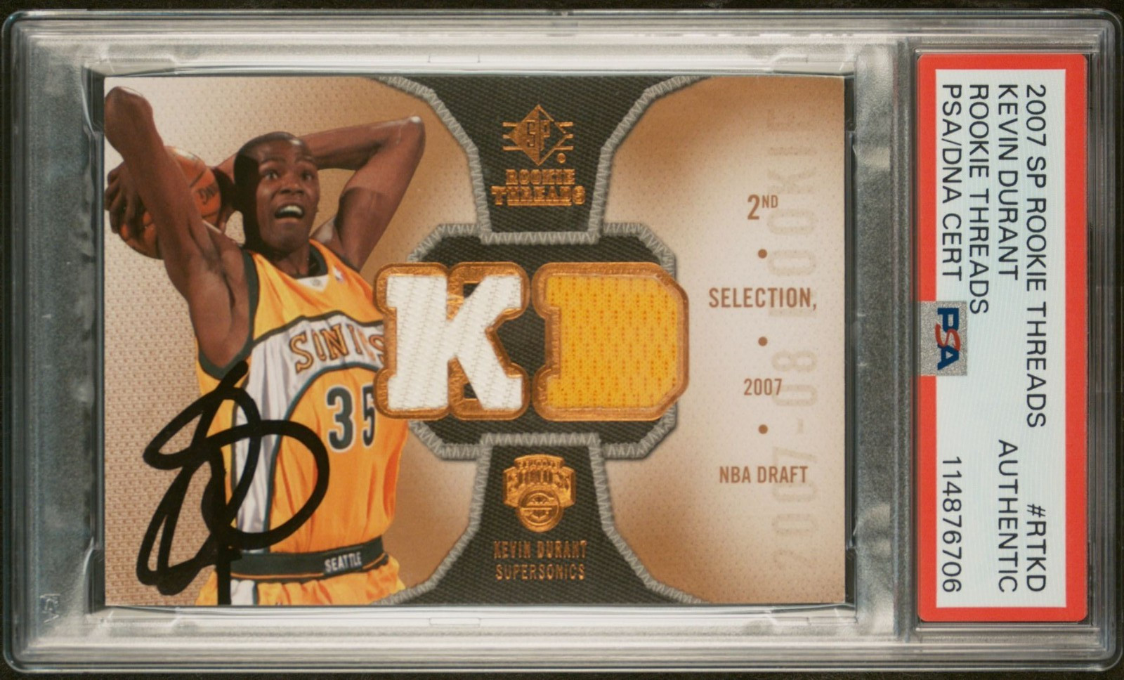 Kevin Durant Signed 2007 Upper Deck SP Rookie Threads RPA Psa/Dna RC Auto !
