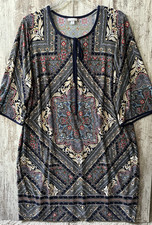 WESTPORT 1962 Women Plus Size 20 Navy Blue Floral Stretch Knit Knee Length Dress