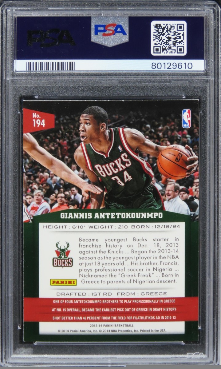 2013 Panini Giannis Antetokounmpo Future HOF ROOKIE RC #194 PSA 7