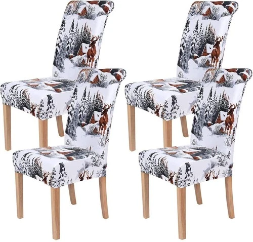 Homaxy Stretch Printed Dining Chair Covers, Spandex Removable Washable Dining