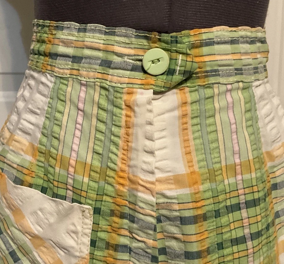 VINTAGE 1960s THERMO-JAC PLAID 2 PIECE CROP TOP HOT PANTS SHORT SET WOMEN’S SZ 5 - Image 4 of 4