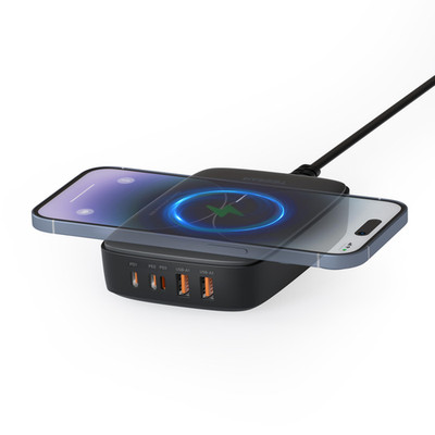 Wireless Charging Station For Multiple Device Pd 65W Usb C Tessan 6 In 1