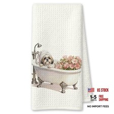 Bathroom Hand Towels Decor 16x24 Inch - Vintage Shih Tzu - Funny Gift for Women