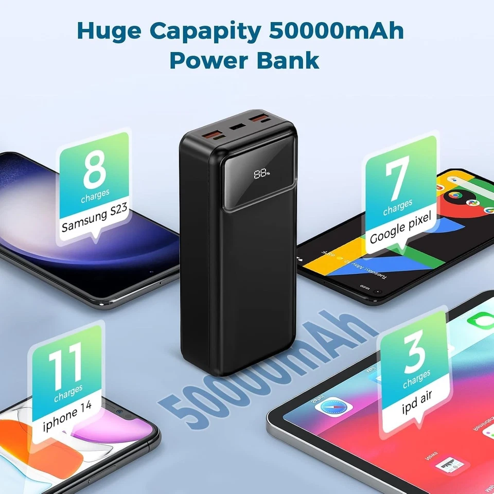 50000mAh Power Bank 25W Fast Charging for phone Outdoor Camping Power Supply - Image 4 of 4