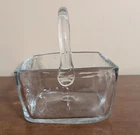 Vintage BLENKO Clear Glass Barnwood Square Basket #7914