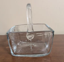 Vintage BLENKO Clear Glass Barnwood Square Basket #7914