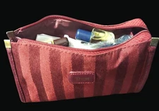 Vintage Thai Airways Travel Toiletry Kit Red Striped Pouch SO2 J