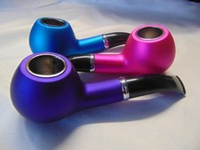 Tabakpfeifen 3er SET Metallic Rubber Pfeife mit Metalleinsatz klassische Form