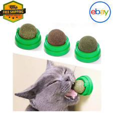 Catnip Cat Wall Stick-on Ball Toy  Natural Cat Grass Treat  Digestive Health 