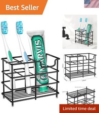 Toothbrush Holders for Bathroom, 5 Slots Black Stainless Steel Bathroom Acces...