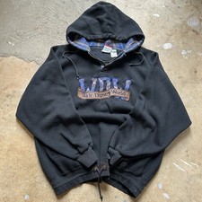 Vintage 90s Walt Disney World Pullover 1/4 Zip Hoodie Faded Black Men s 2XL