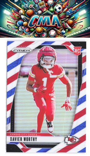 2024 Panini Prizm #399 Xavier Worthy Red White and Blue