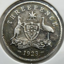 1923 Threepence Coin - good Fine - George V Silver Predecimal Scarce Date