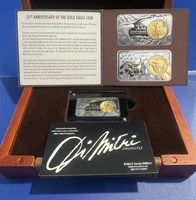 🇺🇸2021 Gold Eagle 35th Anniversary 1oz Silver Blk Proof Bar W/1/10oz Gold Coin