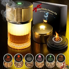 Electric Whiskey Smoker Kit 2025 Upgraded,with 4 Light Modes & 6 Wood Chips,b