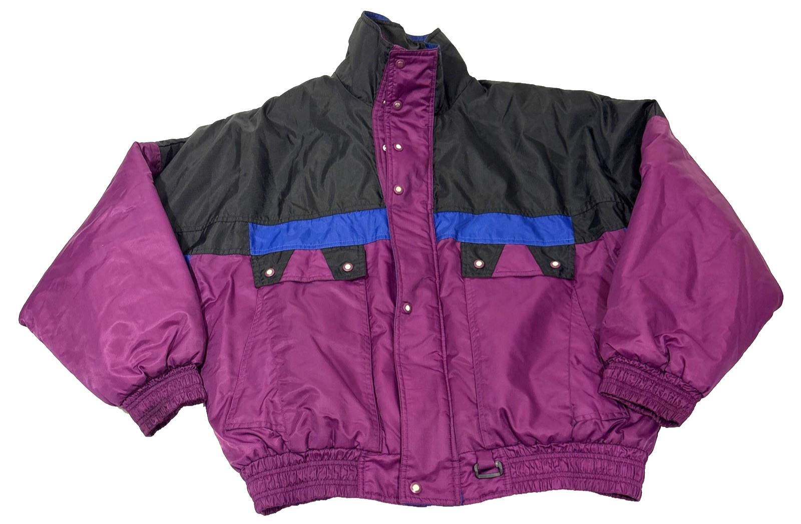 Vintage Mens Alpine Ski Jacket XL Full Zip Black Multi Color EUC Snow wear Y2K