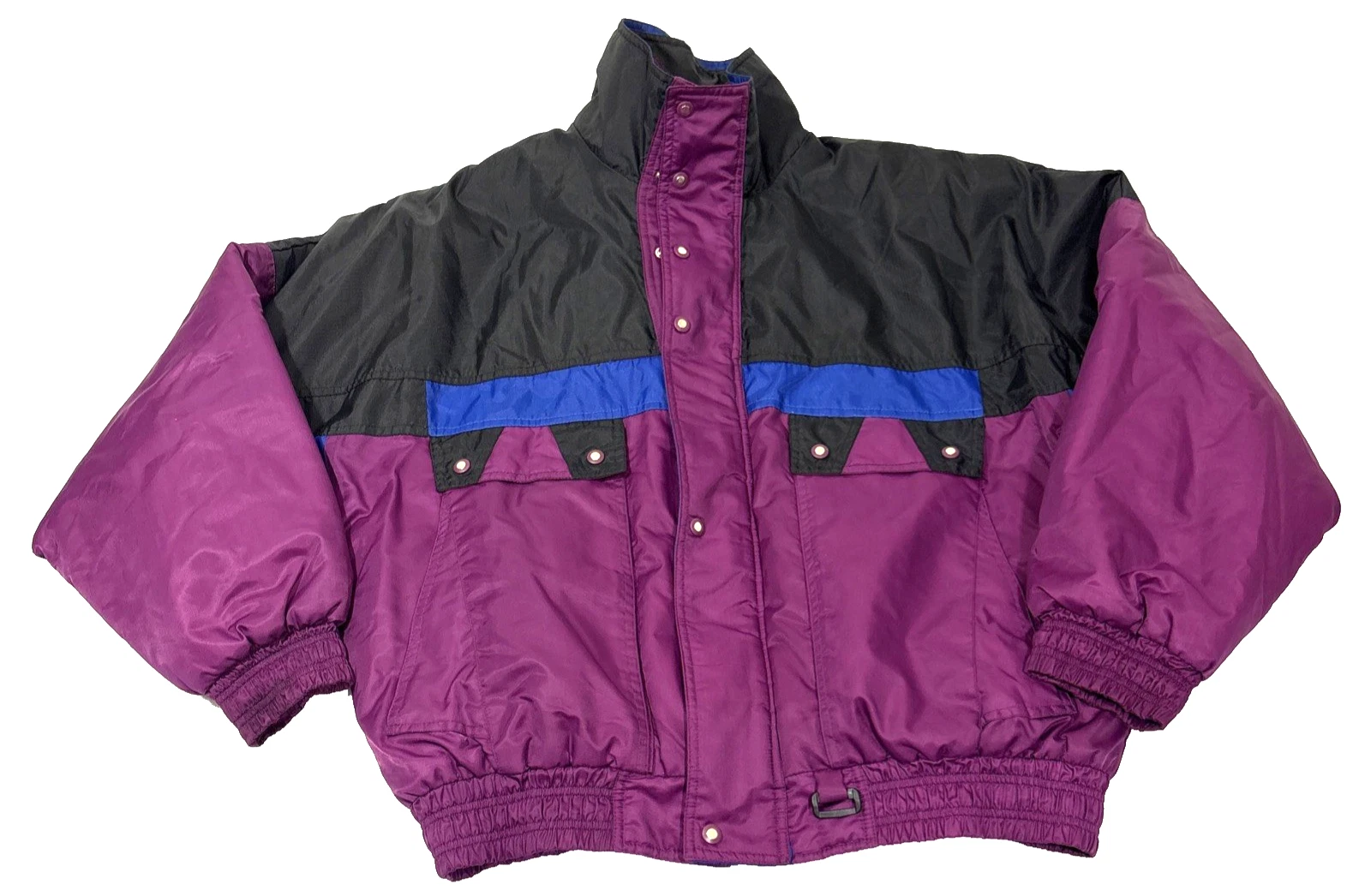 Vintage Mens Alpine Ski Jacket XL Full Zip Black Multi Color EUC Snow wear Y2K