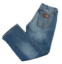 Men  s Wrangler RETRO Slim Straight Denim Western Jeans 35X30 Ranch Cowboy Dark