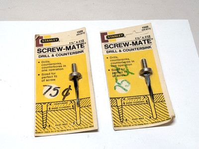 Lot of 2 Vintage Stanley 1525 Screw-Mate Drill Countersink Bits #12 NOS USA MADE